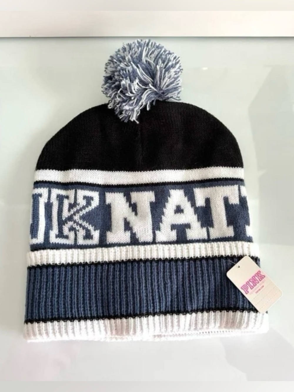 Victoria's Secret Limited Edition Blue Pom-Pom Winter Hat Beanie NWT